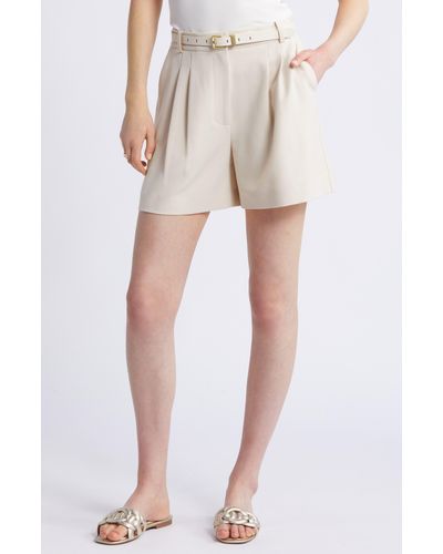 Nordstrom Pleated Textured Shorts - Natural