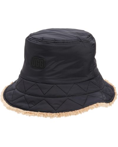UGG ugg(r) Recycled Nylon & Faux Shearling Reversible Bucket Hat - Blue