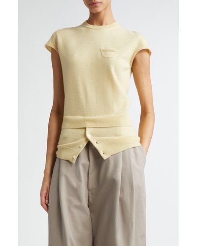 MERYLL ROGGE Layered Cap Sleeve Cashmere Sweater - Natural