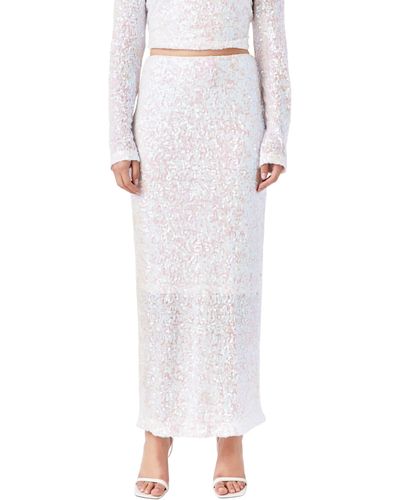 Endless Rose Sequin Midi Skirt - White