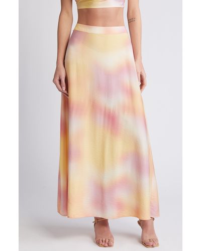 Something New Heaven Hammered Satin Maxi Skirt - Multicolor