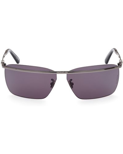 Moncler Niveler 67mm Oversize Rectangular Sunglasses - Purple