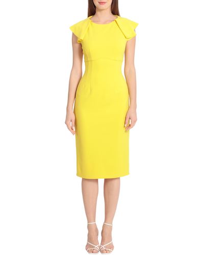 Maggy London Fold Seam Midi Dress - Yellow