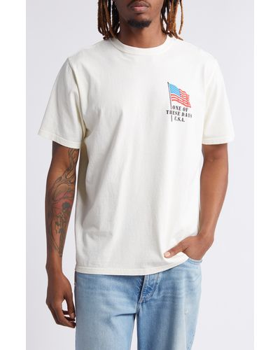 One Of These Days American Flag Cowboy Long Sleeve Graphic T-shirt - White