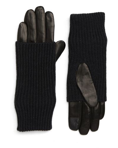 AllSaints Knit & Leather Gloves - Black