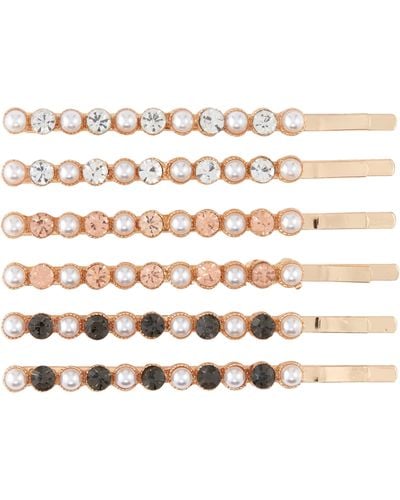 Tasha Assorted 6-pack Pearly Bead & Crystal Hair Clips - White