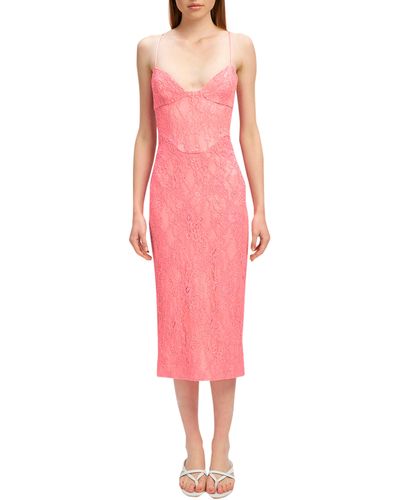 Bardot Hadley Lace Midi Dress - Pink