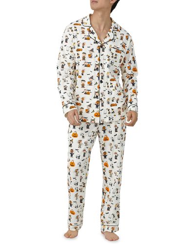 Bedhead X Peanuts® Snoopy's Halloween Print Organic Cotton Jersey Pajamas - White