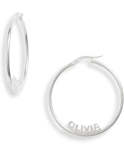 Argento Vivo Sterling Silver Argento Vivo Sterling Argento Vivo Personalized Name Hoop Earrings At Nordstrom - Blue