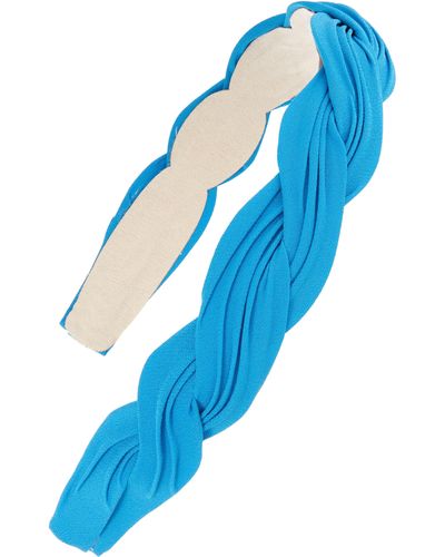 Tasha Braided Pleated Skinny Headband - Blue