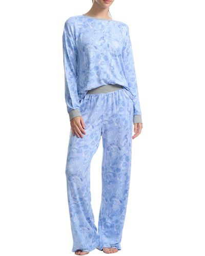 Splendid Print Long Sleeve Pajamas - Blue