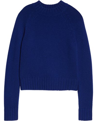 Vince Shrunken Mock Neck Cashmere Sweater - Blue
