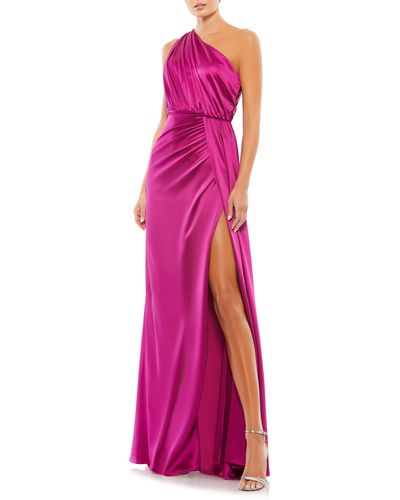 Mac Duggal One-shoulder Satin Gown - Purple