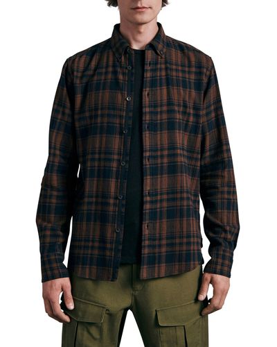 Rag & Bone Fit 2 Tomlin Plaid Cotton Flannel Button-down Shirt - Black