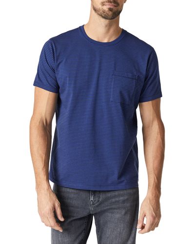 Mavi Stripe Cotton Pocket T-shirt - Blue