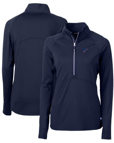 Cutter & Buck Atlanta Falcons Adapt Eco Knit Stretch Recycled Half-zip Pullover Top At Nordstrom - Blue