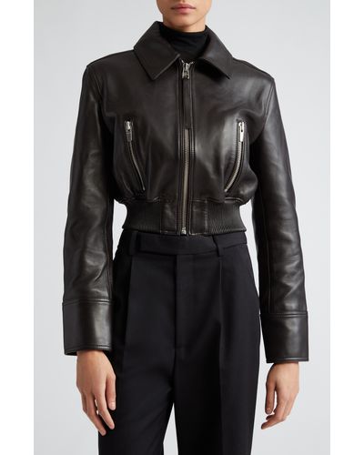 A.L.C. A. L.c. Harlow Crop Leather Jacket - Black