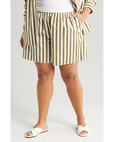 Nordstrom Stripe Pull-on Cotton Shorts - Natural