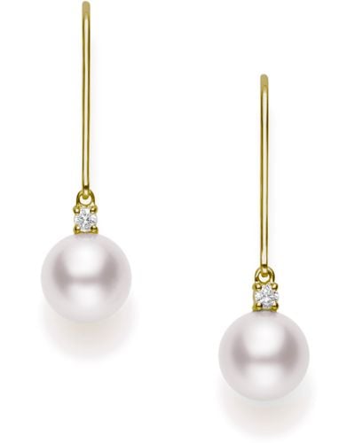 Mikimoto Akoya Pearl & Diamond Linear Earrings - White