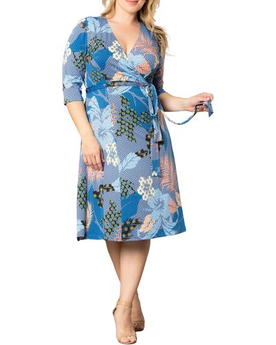 Kiyonna Essential Wrap Dress - Blue