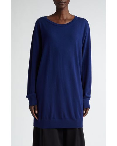 Dries Van Noten Tammy Elongated Wool Sweater - Blue
