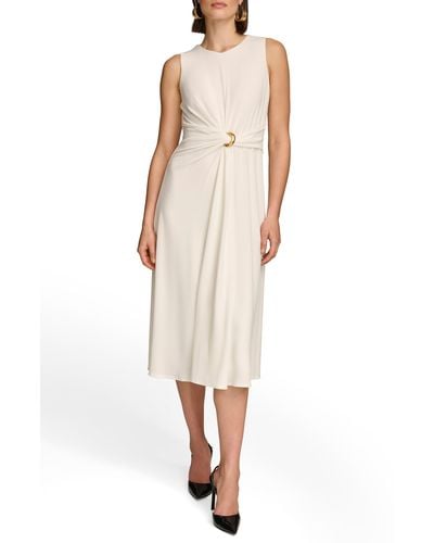 Donna Karan Poly Twisted Sleeveless Dress - Natural