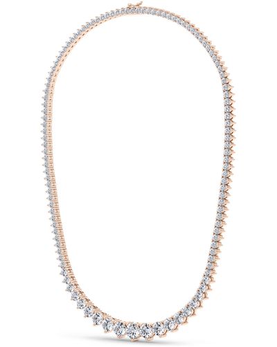 HauteCarat Graduated Lab Created Diamond Tennis Necklace - White