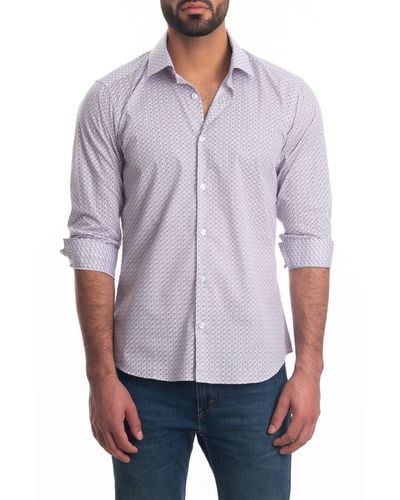 Jared Lang Trim Fit Cotton Button-up Shirt - Purple