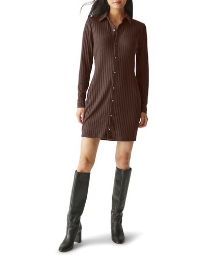 Michael Stars Kayla Long Sleeve Minidress - Brown
