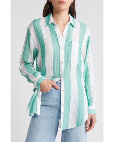Rails Jaylin Stripe Cotton Button-up Shirt - Blue