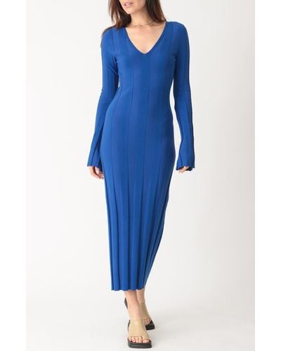 Electric and Rose Nicola Long Sleeve Rib Midi Dress - Blue