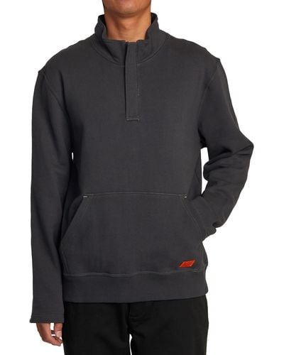 RVCA Chainmail Half Zip Cotton Sweatshirt - Gray