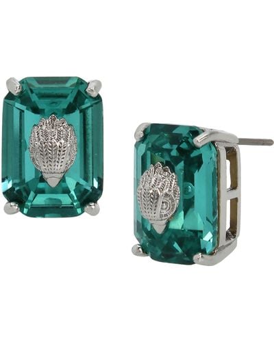 Kurt Geiger Emerald Cut Crystal Stud Earrings - Green