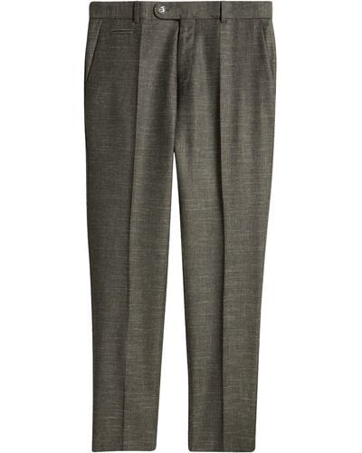 BOSS Genius Flat Front Slub Wool Blend Dress Pants - Gray