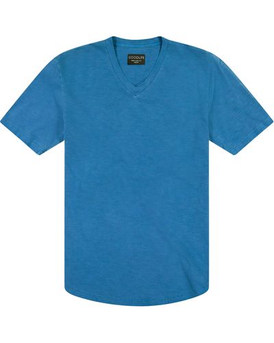 Goodlife Sun Faded Slub Scallop V-neck T-shirt - Blue