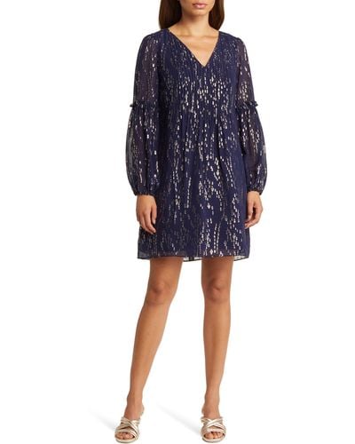 Lilly Pulitzer Lilly Pulitzer Cleme Long Sleeve Silk Blend Dress - Blue
