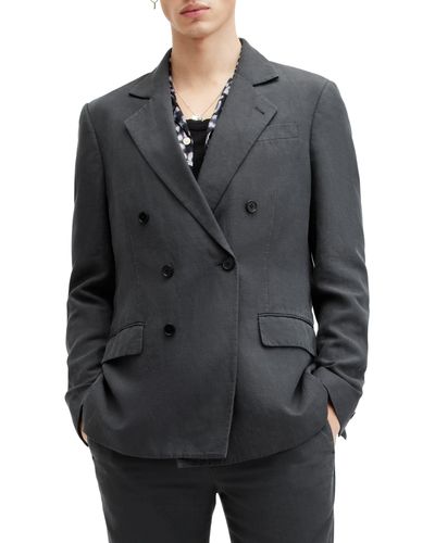 AllSaints Tansey Double Breasted Blazer - Gray