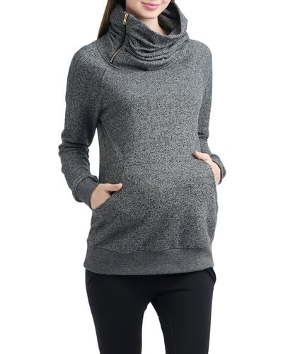 Kimi + Kai 'thea' Zip Collar Maternity Sweatshirt - Gray