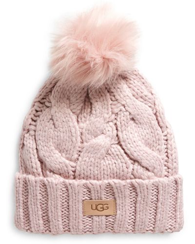 UGG ugg(r) Cable Knit Pom Beanie - Pink