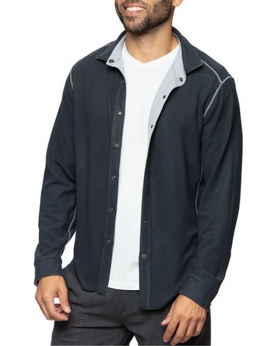 Fundamental Coast Andy Reversible Flipside Fleece Snap-up Shirt Jacket - Blue