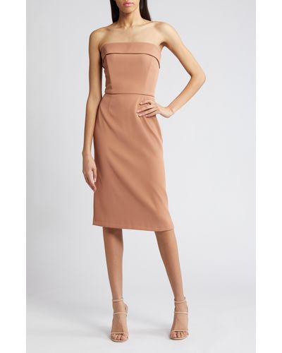 French Connection Harry Suiting Strapless Dress - Orange