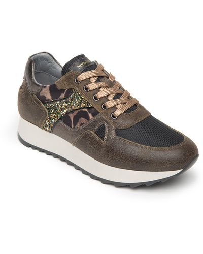Nero Giardini Leopard Glitter Runner Sneaker - Gray