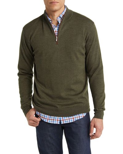 Peter Millar Autumn Crest Wool Blend Quarter Zip Pullover - Green