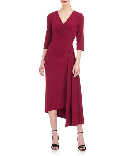 Kay Unger Leena Pleated Midi Dress - Red