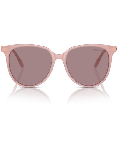 Swarovski 56mm Round Crystal Sunglasses - Pink