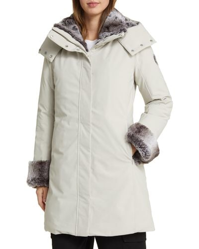 Save The Duck Samantha Hooded Parka With Faux Fur Lining - White