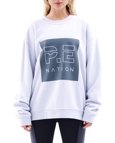 P.E Nation Cut Shot Oversize Organic Cotton Sweatshirt - White