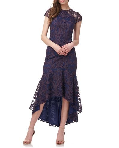 JS Collections Fawn Jewel Neck High-low Dress - Blue