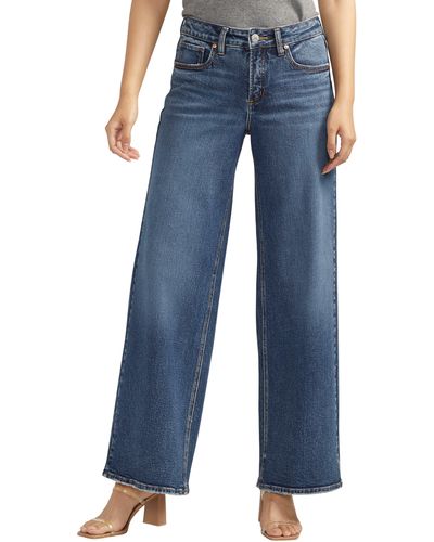 Silver Jeans Co. Suki Curvy Mid Rise Wide Leg Jeans - Blue