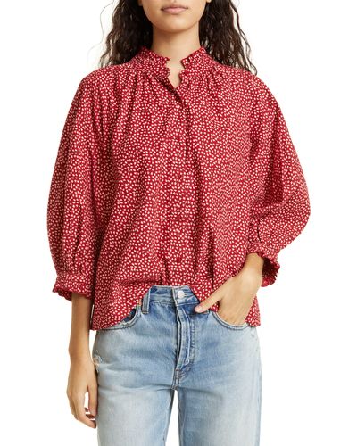 The Great The Boutonniere Printed Blouse - Red
